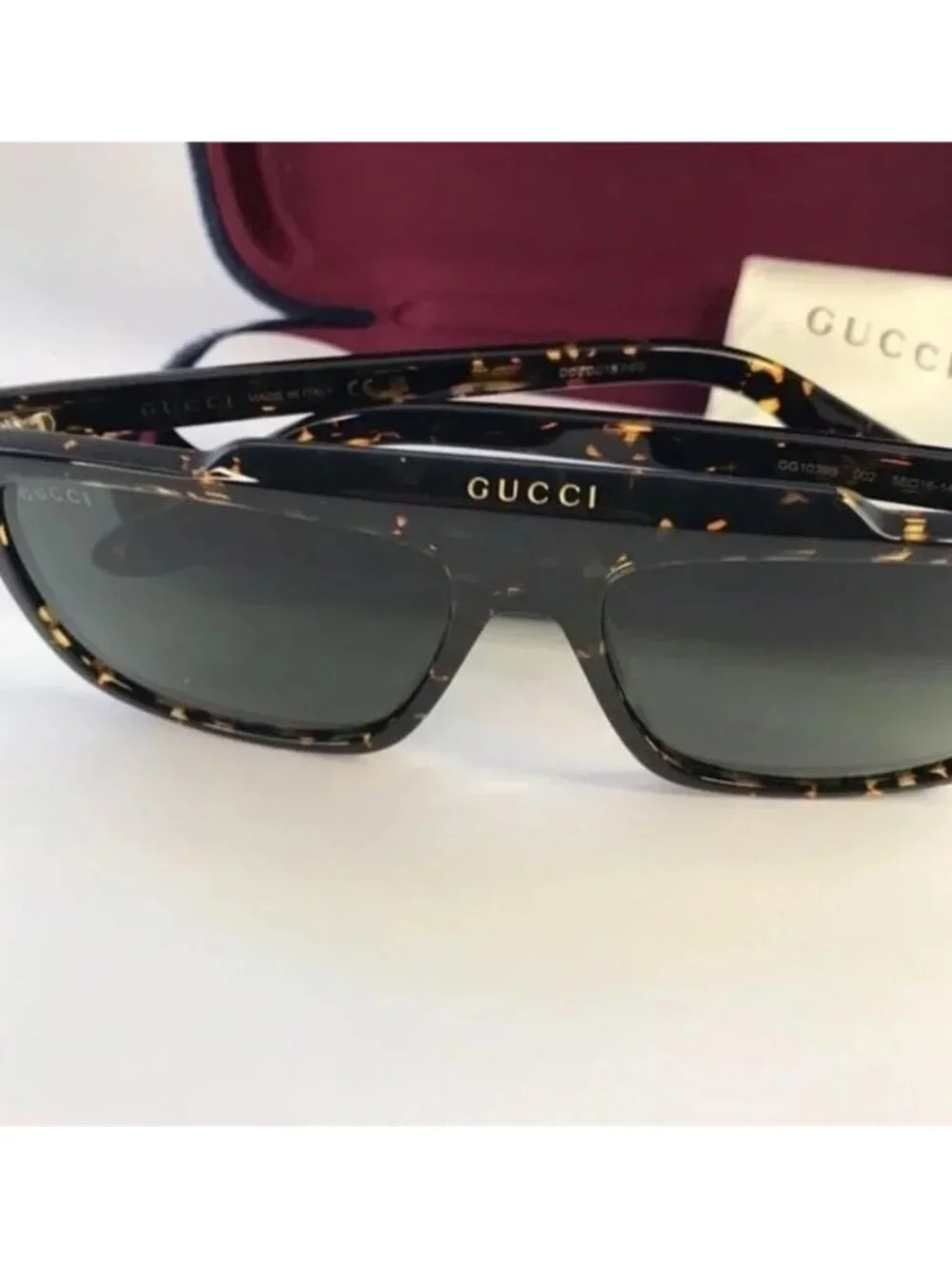 New Original Gucci GG1039S Havana tortoise square-frame sunglasses